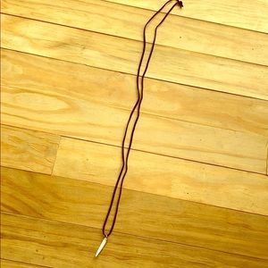 Faux Suede Horn Pendant Necklace